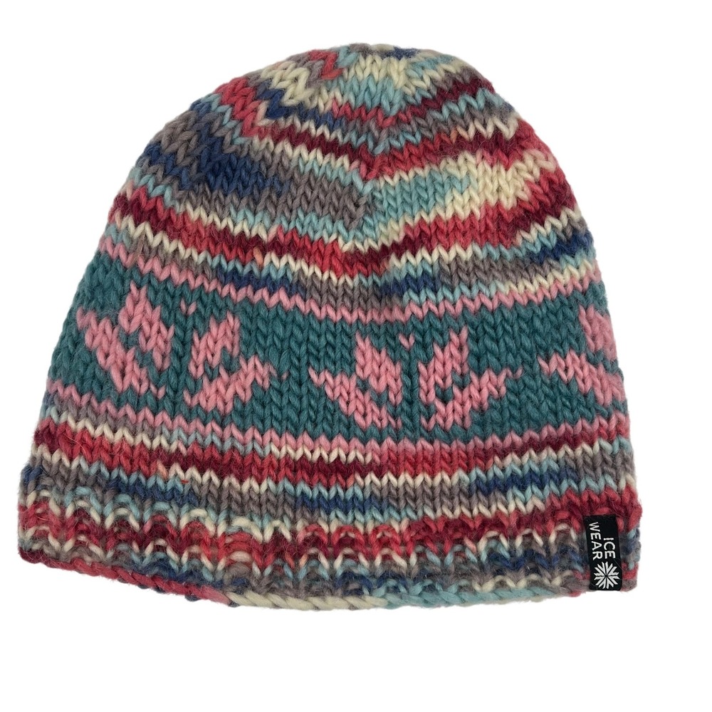 Icewear Iceland Daley Hat 48278 Multicolor 100% Wool Fleece Lined Beanie OS